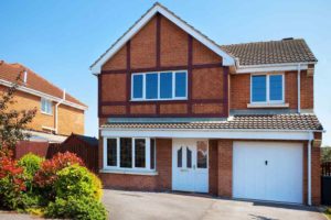 white bow and bay windows